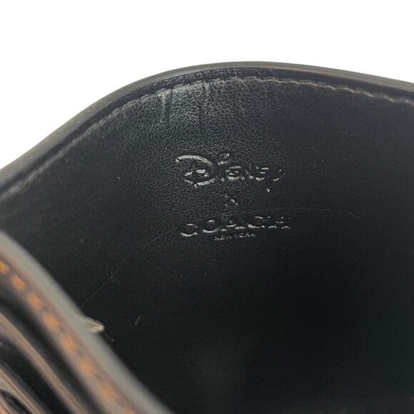 COACH RARE Mickey Mouse Mitts Brown Monogram Leather Card Holder Dust Bag EUC - Picture 5 of 5